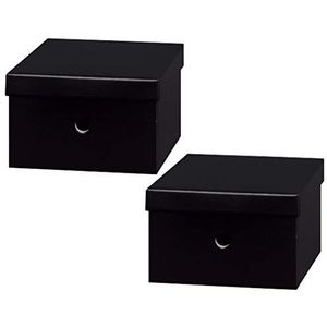 Nips Uni Colour multifunctionele doos, 2-delige verpakking, zwart, B 26, 5 x D 26, 5 x H 16, 5 cm