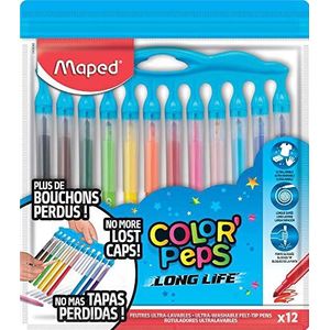 Maped M845045 - viltstiften Color'Peps, Long Life, Innovatie, meerdere kleuren, 12 stuks