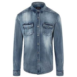 Timezone Denim overshirt voor heren, Aqua Blue Wash, L