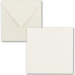 FarbenFroh® by Gustav Neuser Kaarten, 75 stuks, vierkant, 15 x 15 cm, met enveloppen, in ecru wit, voor wenskaarten enz.