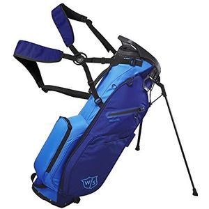 Wilson Staff Golftas, EXO Lite Standbag, draag-/trolleytas, 4 vakken voor verschillende ijzers, donkerblauw/lichtblauw