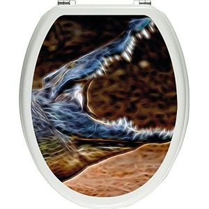 Pixxprint enorme krokodil als toiletdeksel stickers, WC, WC-deksel - Afmetingen: 32x40 cm, glanzend materiaal toiletdekselstickers, vinyl, kleurrijk, 40 x 32 x 0,02 cm