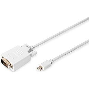 DIGITUS mini DisplayPort-adapterkabel - miniDP - DVI (24+1) - Full-HD 1080p/60Hz - Displayport 1.1a - 2m - met vergrendeling - geschikt voor monitoren, grafische kaarten - wit