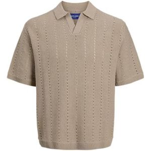 Jack & Jones Jorparos Knit Easter Ss Crochet Polo Jnr, safari, 140