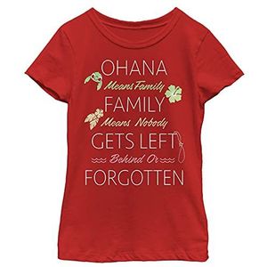 Disney Ohana Family Quoted T-shirt voor meisjes, rood, XL