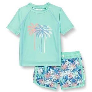 Playshoes Unisex kinderen UV-bescherming badset tweedelig zwemshirt zwemshorts zwemkleding, Palmen Mint, 86-92
