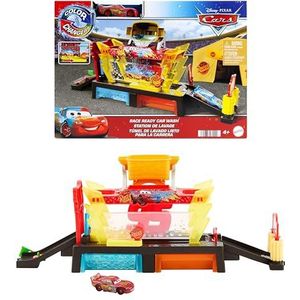 Mattel Disney en Pixar Cars Autowasstraat, 51 cm lang, speelset met van kleur veranderend speelgoedvoertuig Bliksem McQueen, kan aan andere sets worden gekoppeld, JBM70