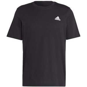 adidas Heren Essentials Single Jersey Geborduurd Klein Logo T-shirt, Zwart, M, Zwart, M Kort