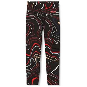 FILA SONFAS 7/8 leggings voor meisjes, Black Colour Waves AOP, 170/176, Black Colour Waves Aop, 170/176 cm
