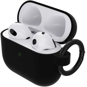 OtterBox Soft Touch-koptelefoonhoes voor AirPods 3e Gen 2021, schokbestendig, valbestendig, ultradun, kras- en krasbeschermhoes voor Apple AirPods, inclusief karabijnhaak, Zwart