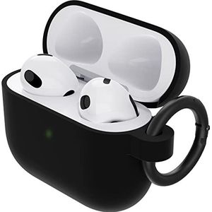 OtterBox Soft Touch-koptelefoonhoes voor AirPods 3e Gen 2021, schokbestendig, valbestendig, ultradun, kras- en krasbeschermhoes voor Apple AirPods, inclusief karabijnhaak, Zwart