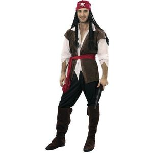 Ciao 16105-PPirata, Maat Bruin/Wit/Zwart Rood Kostuum voor Volwassenen Piraat, 16105. Maat L (50-52) Heren