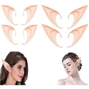 通用 4 paar elfenoren, cosplay, grappige elfenoren, hobbit-oren, voor cosplay anime-props, maskeraccessoires, Halloween-party, verkleedpartij