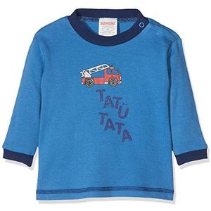 Schnizler Baby-jongens sweatshirt Interlock brandweer shirt met lange mouwen, blauw (7)., 62 cm