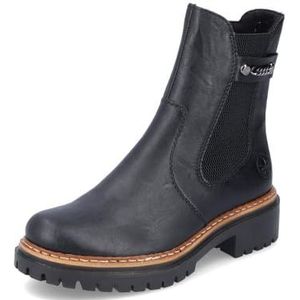 Rieker - 72690 - Enkellaarzen - Zwart - Synthetisch - Blok Hak