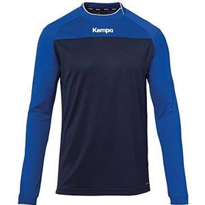 Kempa Prime Longsleeve T-shirt, asymmetrische kraag, heren, marineblauw/koningsblauw, XXL