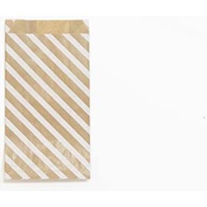 Clairefontaine 394109C verpakking met 50 zakjes van kraftpapier, robuust en praktisch, 11 x 21 + 5 cm, 1 stuks, wit met strepen