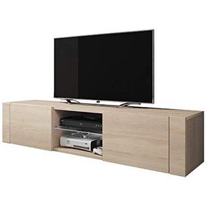 Elegant - tv-lowboard/tv-bank/televisiekast (140 cm, wit mat/wit hoogglans) zonder LED 140 x 36 x 30 Sonoma Eiche Matt