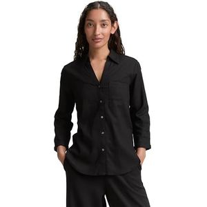 TOM TAILOR Hemdblouse voor dames met linnengehalte, 14482 - Deep Black, 36