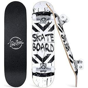 Beleev Skateboard 31"" Complete Cruiser Skateboard voor Beginners, Wit