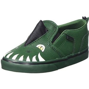 Vans Unisex Baby AsherV Sneakers, White Checkers Black Natural, Dino Dark Green, 25.5/26 EU