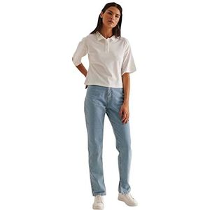 NA-KD Denim jeans met hoge taille en zijsplit voor dames, Lichtblauw, 40