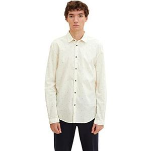 TOM TAILOR Denim Uomini Shirt met patroon 1032370, 30843 - Creme Pixel Diamond Print, XS