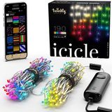 Twinkly Icicle – App-gestuurde LED Lichtsnoer met 190 RGB + W (16 Miljoen Kleuren + Warm Wit) LED's. Transparante Draad. Binnen en Buiten Slimme Verlichting Decoratie