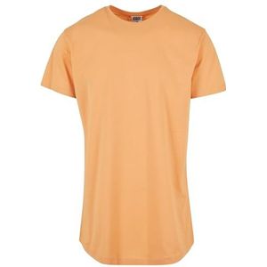 Urban Classics Heren T-shirt Shaped Long Tee effen kleur, lang gesneden herenshirt, verkrijgbaar in vele verschillende kleuren, maten XS-5XL, Paleoranje, L