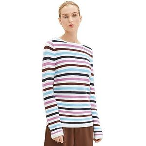 TOM TAILOR Basic gebreide trui voor dames van biologisch katoen, 33979 - Mauvy Ottoman Stripe, S