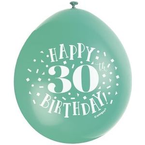 Unique Party 56001 - 9 inch Latex geassorteerde Happy 30e verjaardag ballonnen, Pack van 10