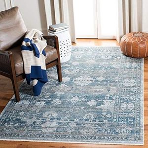 Safavieh VIC907 tapijt, vintage stijl, geweven, rechthoekig, voor binnen, 122 x 183 cm, blauw/ivoorkleurig