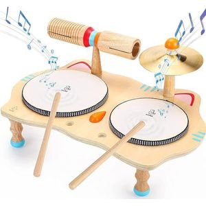Houten Muzikaal Speelgoed Toddler Drum Set Kids Muziekinstrumenten 6 in 1 Baby Speelgoed Muziek Percussie Instrumenten Leeftijd 3-5 Jongens
