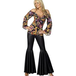 Hippie kostuum dames met bovendeel en slagbroek, klein XXL (52-54 EU) zwart