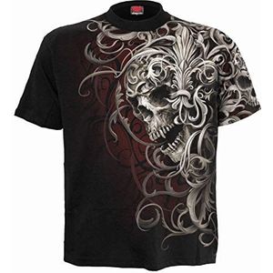 Spiral - Schedel Schouder Wrap - Allover T-Shirt Zwart, Zwart, M