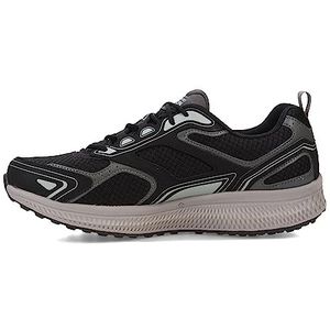 Skechers Heren Go Run Consistent-Performance Running & Walking Schoen Sneaker, Zwart leer synthetische grijze rand, 49.5 EU
