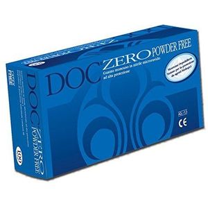Doc Powder Free EKO - Nul Nitril Handschoenen, Ultra licht & zacht, Maat X-Large, Poedervrij, Dispenser Box van 100 enkele handschoenen, Small, Blauw, 100