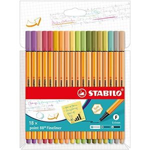 Fineliner - STABILO point 88-18 stuks - met 18 verschillende kleuren