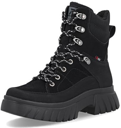 Rieker - Sport Veterlaarsjes - Zwart - Leer - Suède