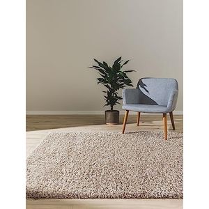 benuta Basic Hoogpolig tapijt Soho - Kunstvezel - Rechthoekig en in stijl: Uni - Gemakkelijk te onderhouden voor woonkamer slaapkamer, beige, 200x290 cm