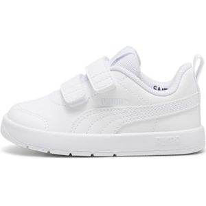 PUMA Courtflex V3 V Inf Sneakers voor kinderen, uniseks, Puma Wit PUMA Wit Zilver Mist, 24 EU