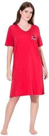 Ulla Popken Nachthemd  oranjerood / zwart / wit