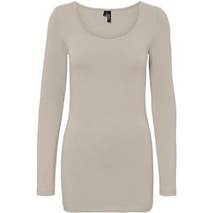 VERO MODA Dames Vmmaxi My Ls Soft Long U-Neck Ga Noos shirt met lange mouwen, Zilvervoering., S