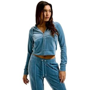 Juicy Couture - Klassieke Velours Hoodie - Bluestone - Diamanté Logo