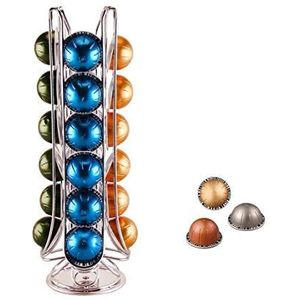 EXZACT Koffie Capsule Houder, Compatibel met Vertuo, Niet verkocht of gemaakt door Vertuo, Max. capaciteit 24 stuks Pod, Draaibaar Koffie Pod Stand Rek (Nieuwe verpakking)