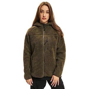Brandit Teddy fleece jas met capuchon voor dames, winterjas, jacht, outdoor, fleece jas, olijf, XXL