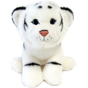 Bauer speelgoed ""blikvanger"" tijger zittend pluche dier: natuurgetrouw knuffeldier, extra zacht, ideaal als cadeau, 25 cm, wit (10247)