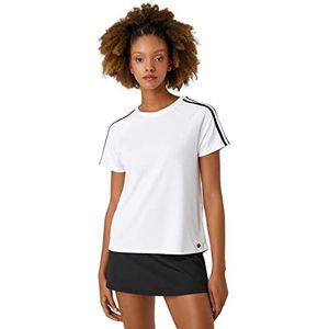 Koton Dames binding detail schouder split back sport T-shirt, wit (000), XL
