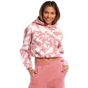 Lights & Shade LSLSWT030 Dames Tie-Dye Cropped Hooded Top, Mauve Roze, Medium