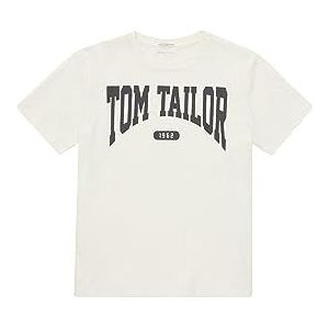 TOM TAILOR Jongens T-shirt met opschrift, 12906-wol wit, 140 cm